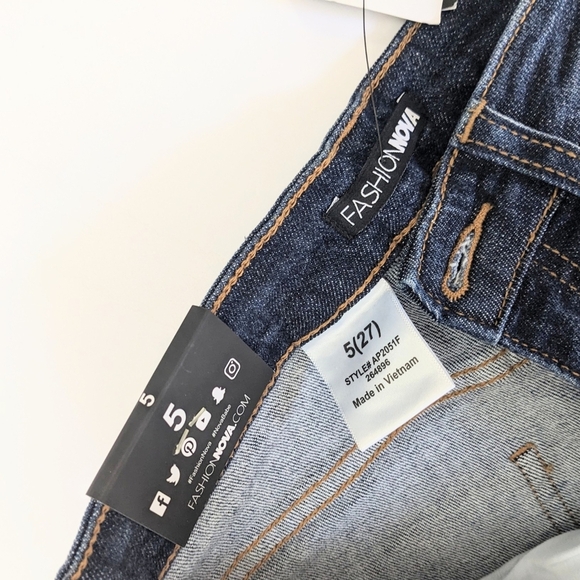 Fashion Nova High Waisted Bell Bottom Distressed Jeans - Picture 4 of 5